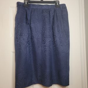 Elegant Navy Blue Paisley Silk Skirt